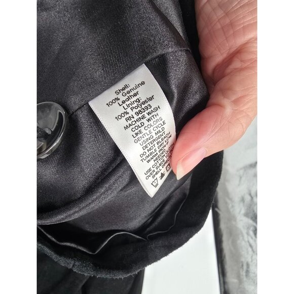 Dennis Basso Size 1X Womens Black Genuine Leather Suede Jacket Button Up - Picture 6 of 6